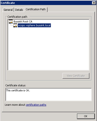 Verify your vCOPS Certificate for the Certification Path