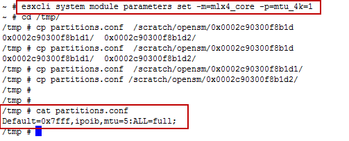 esxcli set IB mtu and copy partitions.conf