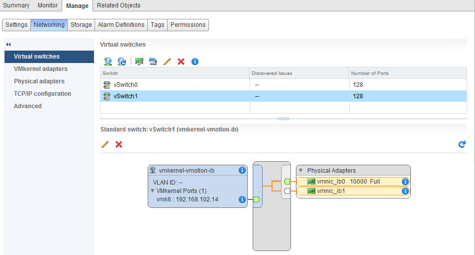 vSwitch1 Dual vmnic_ib