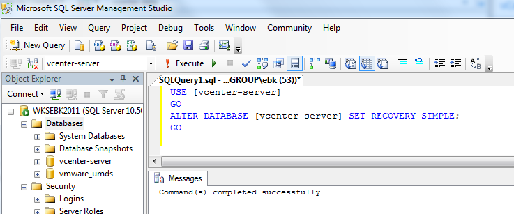 Create vCenter database quickly with Transact-SQL | Erik Bussink