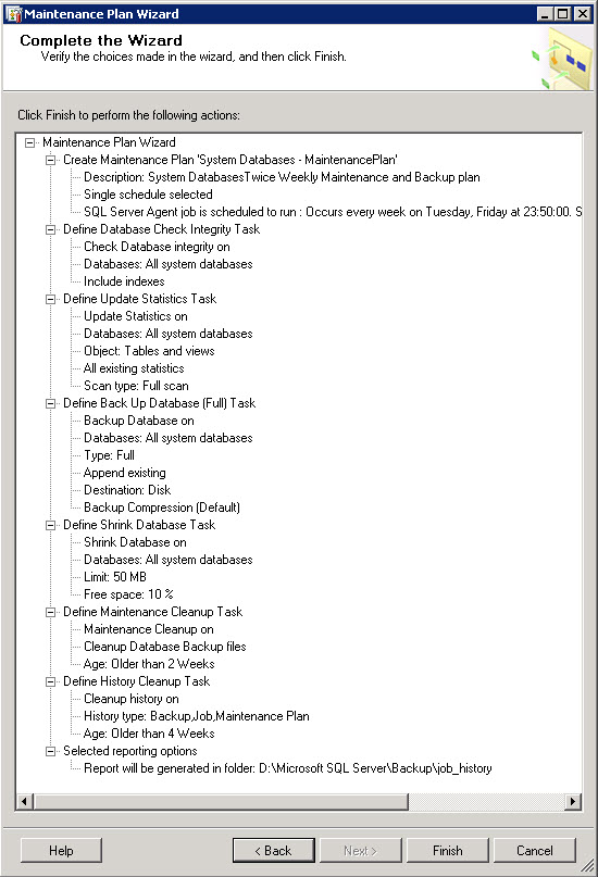Creating a Maintenance Plan for SQL Server 2008 R2 for vCenter